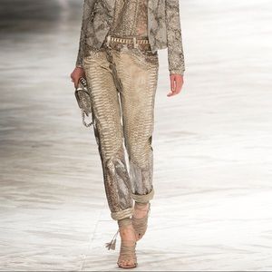 Roberto Cavalli Snakeskin Metallic Cuffed Pants